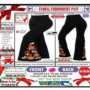 🛑 BULLY Fold Over FLORAL ➕🆒 LEGGING PANT High Waist Embroidery 💸BUY NOW‼️🟢